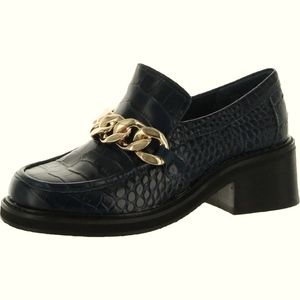 AQUA. Lena Leather LOAFERS With Golden Chain. Size 11. Black Croc.